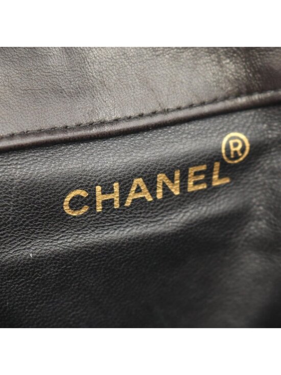 Chanel Backpack Quilted Black Lambskin Double Turnlock Chain